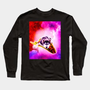 Outer Space Galaxy Dog Riding Taco Long Sleeve T-Shirt